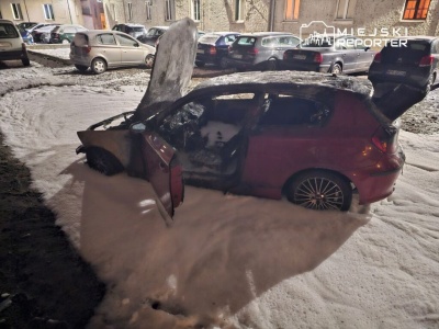Pożar auta BMW. Pojazd spłonął doszczętnie