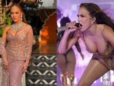 Bogatsza o 2 MILIONY DOLARÓW Jennifer Lopez zarzuciła sari i wystąpiła na ślubie milionerów, świecąc dekoltem (ZDJĘCIA)