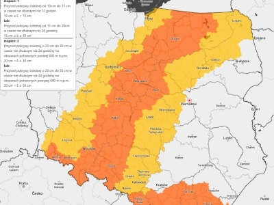 Kolejne śnieżyce nadciągają nad województwo mazowieckie. Wydano 2 stopień ostrzeżenia