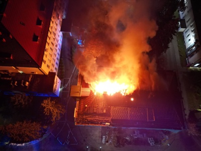 Nocny pożar szpitala w Elblągu. 