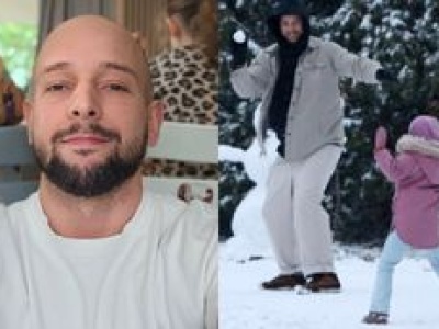 Maciej Pela SZALAŁ w śniegu z córkami. Były sanki, lepienie bałwana i bitwa na śnieżki