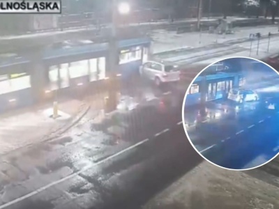 Nocny pościg ulicami Wrocławia. Auto rozbite o tramwaj, porwany mężczyzna z bagażnika nie przeżył​
