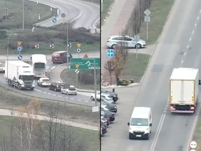 Dron nagrywał ciężarówki łamiące zakaz, radiowóz czekał półtora kilometra dalej