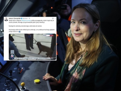 Pełczyńska-Nałęcz z psem w Sejmie. 