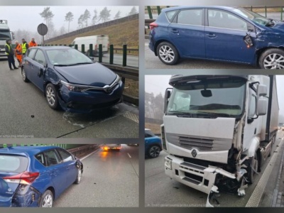 Zderzenie na S8. TIR zajechał drogę osobówce