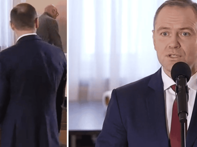 Niecodzienne sceny za plecami Nawrockiego w trakcie orędzia. Jest nagranie