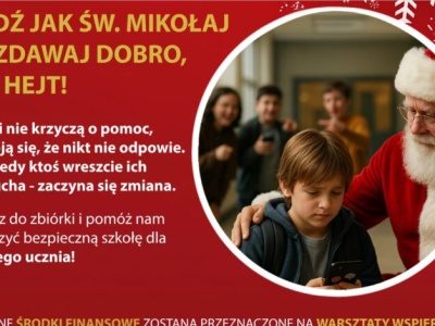 Świąteczna akcja antyhejtowa w częstochowskich szkołach – radny Michał Lewandowski mówi „stop hejtowi”