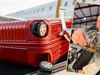 Kupuje walizki, które ktoś zgubił i otwiera je przed kamerą. Trafił na bagaż z Polski. 