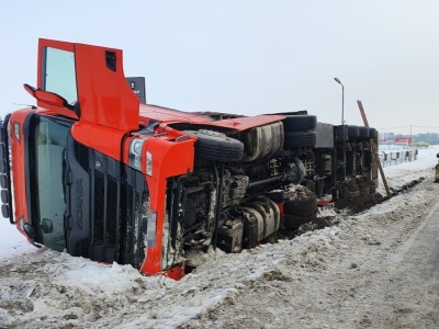 Ciężarówka przewożąca świnie wywróciła się na drodze krajowej