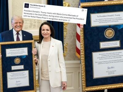 Laureatka Nagrody Nobla przekazała swoją nagrodę Trumpowi, laureatowi nagrody FIFA