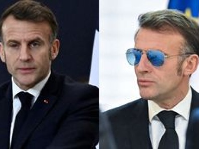 Emmanuel Macron pojawił się w bazie lotniczej z PRZEKRWIONYM okiem. Co się stało? (ZDJĘCIA)