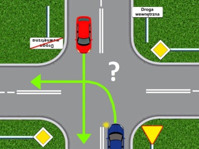 Jeden ma drogę wewnętrzną, drugi ustąp pierwszeństwa. Kto jedzie pierwszy?