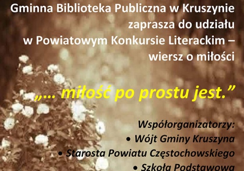 Gminna Biblioteka Publiczna w Kruszynie zaprasza do udziału w Konkursie Literackim – napisz wiersz o miłości!