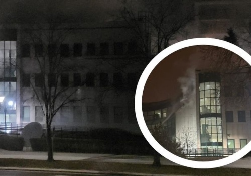 Pożar banku NBP w Kielcach. Zapaliła się część elewacji budynku