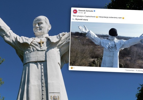 Niecodzienny widok w Częstochowie. Spojrzeli na pomnik Jana Pawła II i zamarli