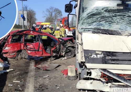 Potworna tragedia w Bielsku. Zderzenie ciężarówki z osobówką. Kilkuletnie dziecko nie żyje