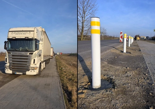 Słupki zamiast miejsc postojowych dla ciężarówek – absurd przy fabryce Stellantisa