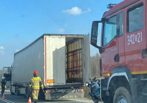 Pożar opony w ciężarówce na obwodnicy Maciejowej. Interweniowały służby.