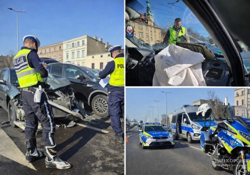 Karambol na wiadukcie w Lesznie. Wśród poszkodowanych kobieta w 8 miesiącu ciąży