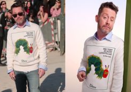 Macaulay Culkin dotarł na pokaz mody w sweterku z gąsienicą i z POMALOWANYMI paznokciami. Klasa czy obciach? (ZDJĘCIA)