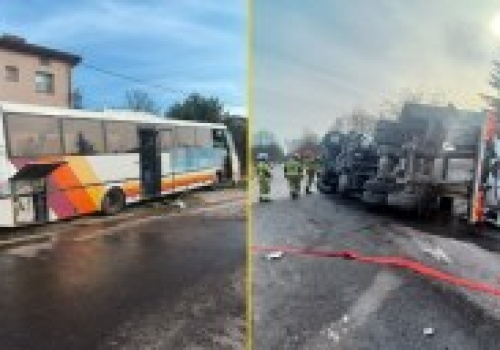 ​Cysterna i autobus zderzyły się na Mazowszu. Są poszkodowani