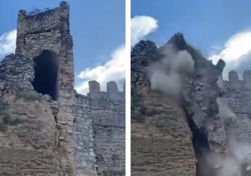 Hiszpańska wieża runęła jak domek z kart. Wszystko na oczach turystów