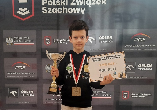 Sukces młodego szachisty. Franek Bożek został wicemistrzem Polski młodzików