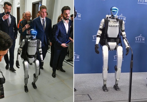 Nietypowy gość Konfederacji w Sejmie. Robot Edward Warchocki rozmawiał z politykami
