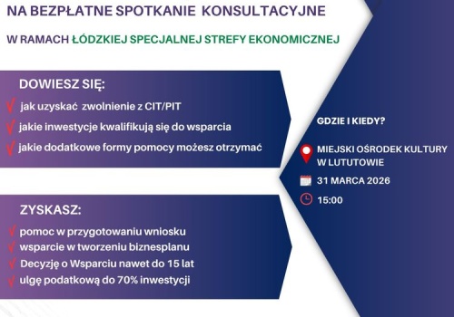 Lututów: bezpłatne spotkanie konsultacyjne dla inwestorów i przedsiębiorców
