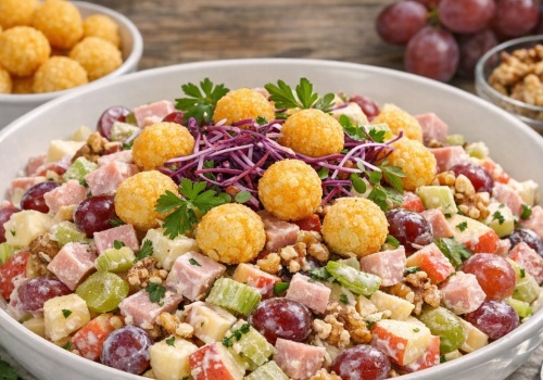 Hit wiosny. Sałatka Waldorf z kulkami serowymi