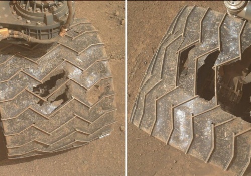 Dziura na dziurze. Tak wyglądają koła Curiosity po 13 latach na Marsie