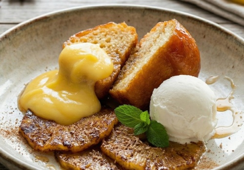 Korzenny ananas z babà al rum i lemon curdem. Deser Bogumiła Przybylaka