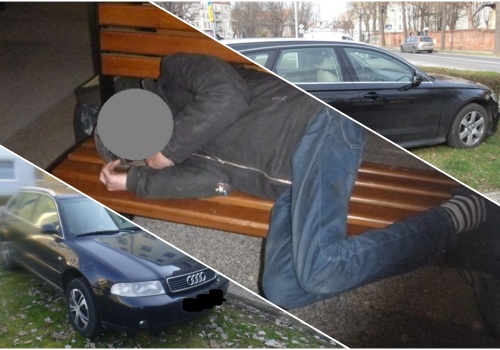 Nietrzeźwy drzemiący na kościelnej ławce, wulgarny bezdomny, parkowanie na trawniku. Interwencje straży miejskiej