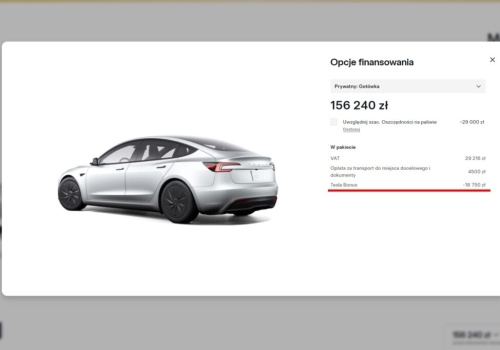 CENY: Tesla Model 3 RWD też ma Tesla Bonus. Auto dostępne od 156 240 złotych. Spalinowa Skoda jest DROŻSZA
