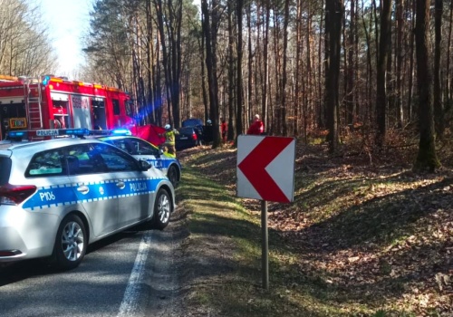 Wypadek w lesie. Droga między Kuźnią Raciborską a Rudą Kozielską zablokowana