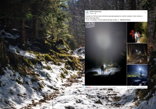 Nocna akcja GOPR w Karkonoszach. Turyści nie mieli odpowiedniego sprzętu