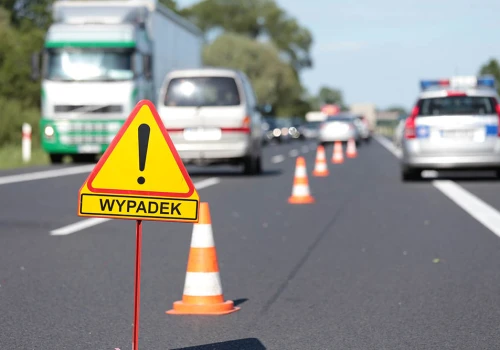 Wypadek na DK32 koło Zielonej Góry. Zderzenie samochodów, jeden uderzył w drzewo