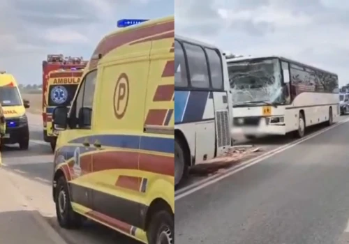 Zderzenie dwóch autobusów z dziećmi. Na miejscu lądował śmigłowiec