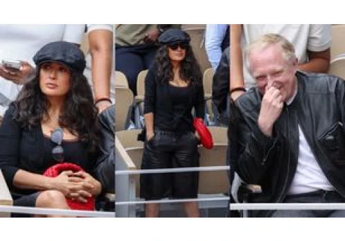 Salma Hayek w skupieniu ogląda mecz tenisa wraz z mężem miliarderem (ZDJĘCIA)