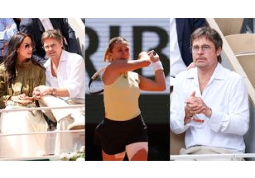 Brad Pitt i jego młodsza o prawie 30 lat ukochana oglądają mecz Mai Chwalińskiej podczas Roland Garros (ZDJĘCIA)