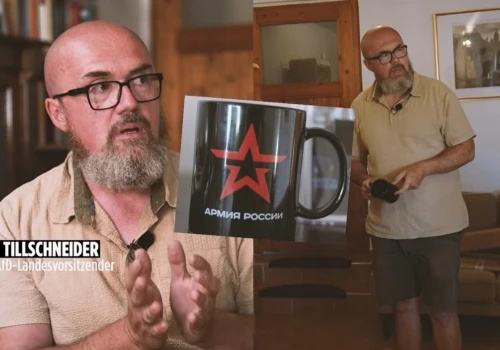 Zawstydzony polityk AfD, przyłapany z kubkiem armii rosyjskiej, próbował wpływać na media, żeby nie publikowały o tym materiału