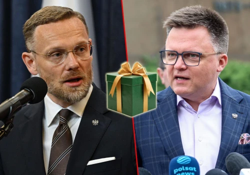 Prawa ręka Nawrockiego przyszła do gabinetu Hołowni z prezentem. Wiemy, co dostał!