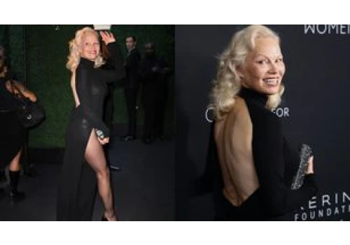 59-letnia Pamela Anderson wygląda nieziemsko. Odsłoniła plecy i zaszalała z wycięciem aż do uda