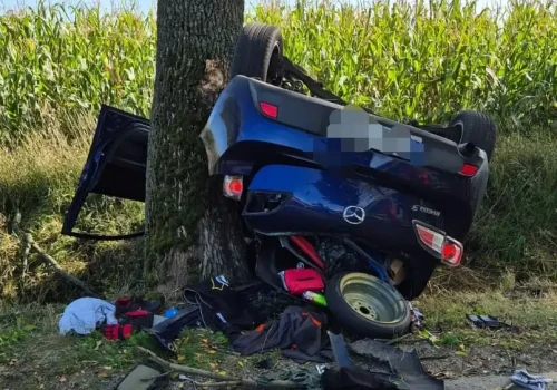 Samochód owinął się wokół drzewa, strażacy wycinali ranną osobę z wraku! W akcji śmigłowiec LPR