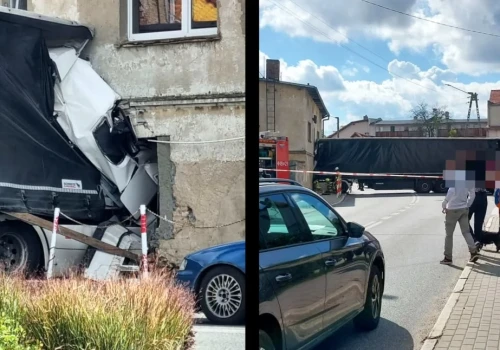Wypadek w Jaworze. Ciężarówka wjechała w budynek