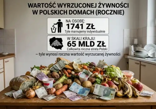 1741 zł na osobę i 65 mld zł w skali kraju – tyle wynosi roczna wartość wyrzucanej żywności w polskich domach