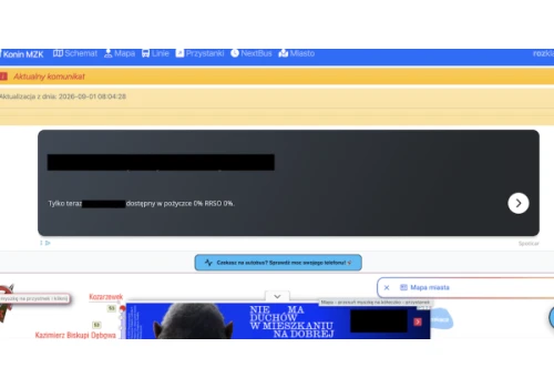 Ściana reklam na stronie MZK Konin. Miejski przewoźnik zapowiada zmiany