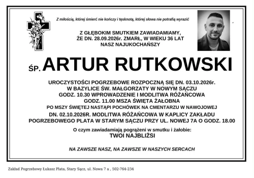 Ostatnie pożegnanie Artura Rutkowskiego. Miał zaledwie 36 lat