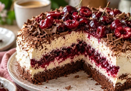 Tort tiramisu z wiśniami. Wygląda jak z cukierni, a zrobisz go łatwo w domu