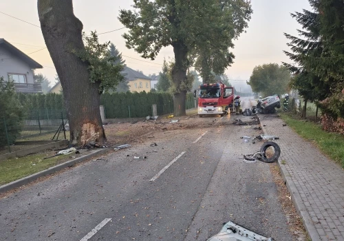 Tragiczny poranek w gminie Brzeszcze. 20-letni kierowca uderzył w drzewo i zginął na miejscu